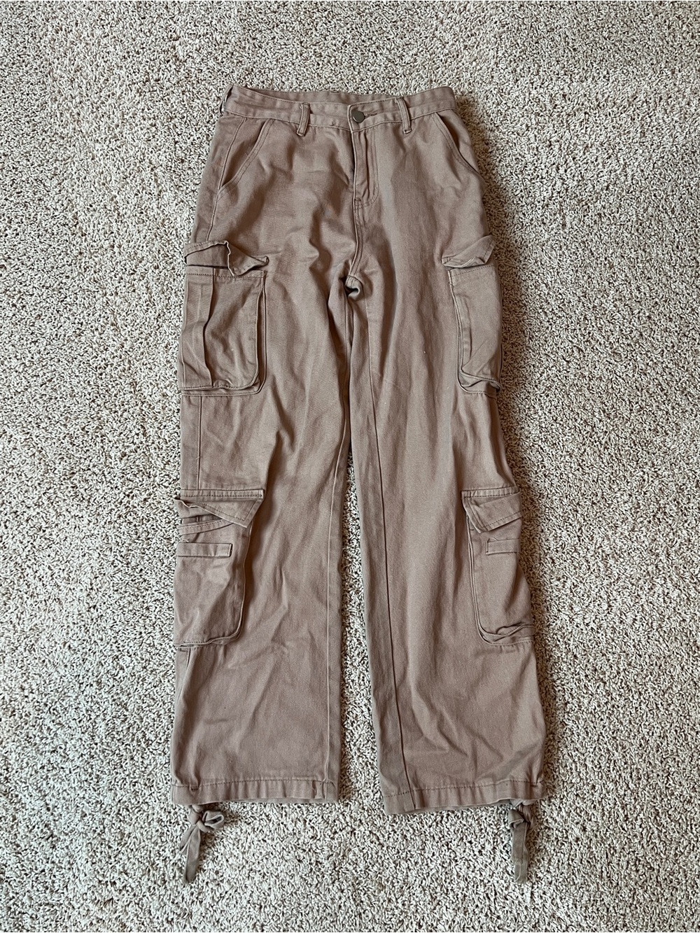 YesStyle Wide Leg Cargo Pants in Brown